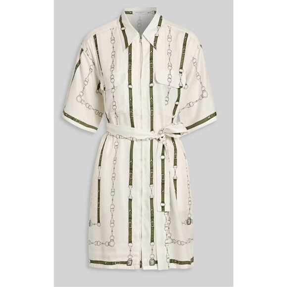 Equipment Femme Olive & White Zipper Front Shirt Dress Size Small NEW - Picture 1 of 8